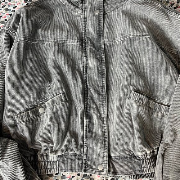 Grey Corduroy Bomber Jacket - Picture 5 of 10